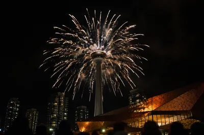 New Year Fireworks Over Urban Tower