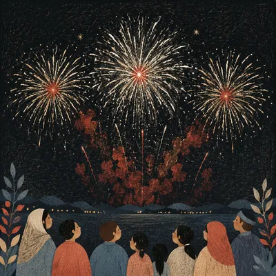 Elegant New Year Fireworks Night Celebration