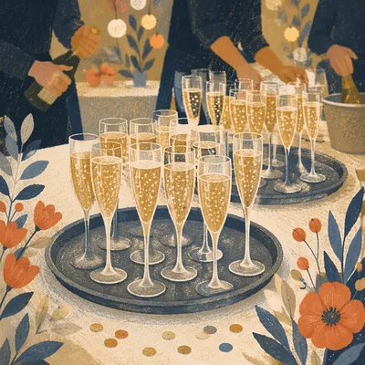 Holiday Champagne Toast with Festive Confetti