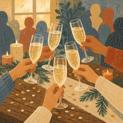 Holiday Fellowship Champagne Toast with Confetti