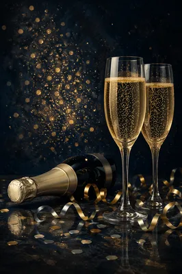 Holiday Champagne Toast with Confetti Sparkles