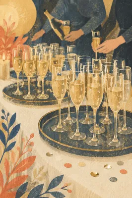 Holiday Champagne Toast With Festive Confetti