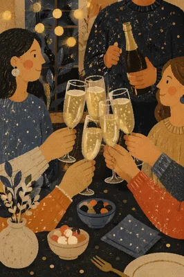 Elegant Holiday Champagne Toast with Confetti