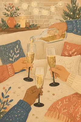 Holiday Champagne Toast with Confetti