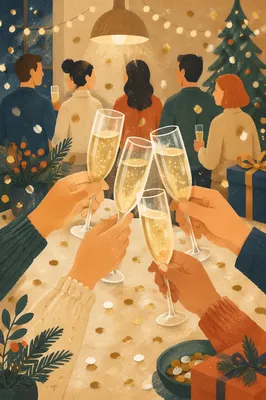 Festive Champagne Toast with Holiday Confetti
