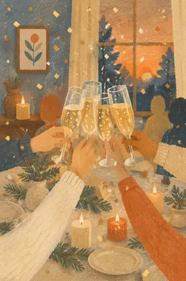 Warm Holiday Champagne Toast with Confetti