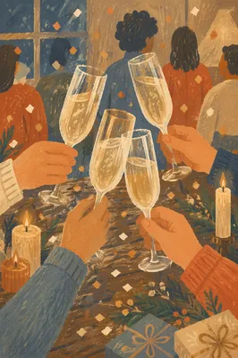 Holiday Fellowship Champagne Toast with Confetti