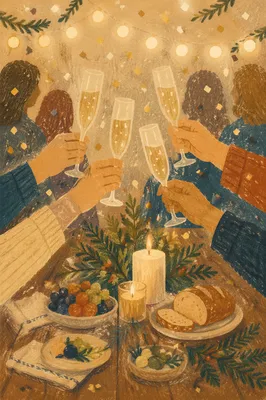 Warm Holiday Champagne Toast With Confetti