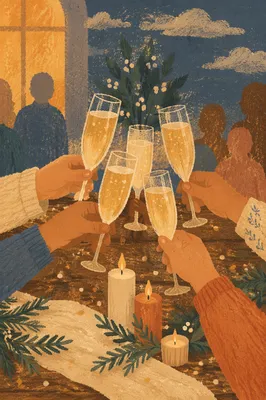 Holiday Fellowship Champagne Toast with Confetti