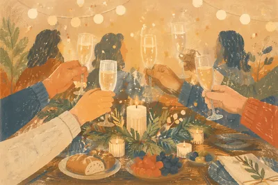 Warm Holiday Fellowship Champagne Toast