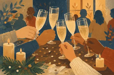 Warm Holiday Fellowship Champagne Toast