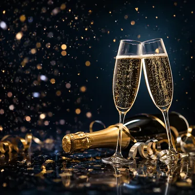 Elegant Champagne Toast with Holiday Confetti