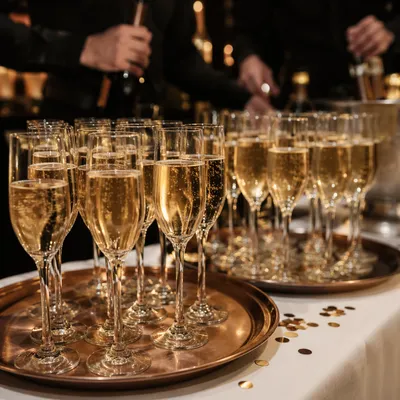 Elegant Holiday Champagne Toast With Confetti