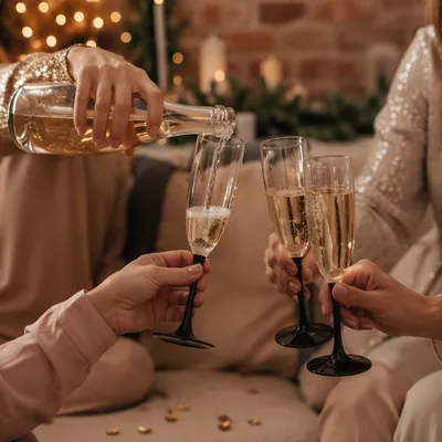 Holiday Champagne Toast with Confetti