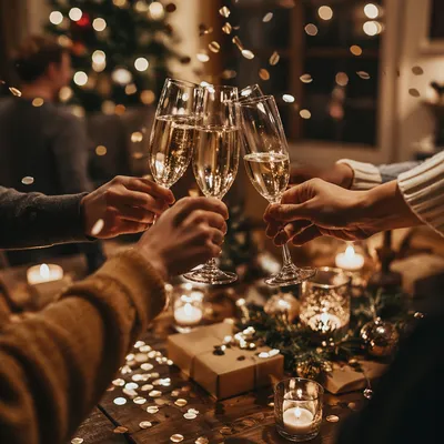 Holiday Fellowship Champagne Toast with Confetti