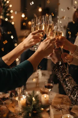 Elegant Holiday Champagne Toast with Confetti