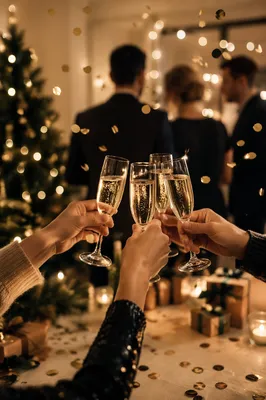 Holiday Champagne Toast with Confetti