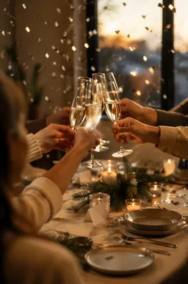 Warm Holiday Champagne Toast with Confetti