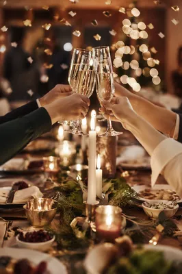 Holiday Champagne Toast with Golden Confetti