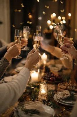 Warm Holiday Champagne Toast with Confetti