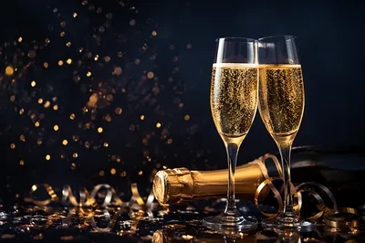Elegant Champagne Toast with Holiday Confetti