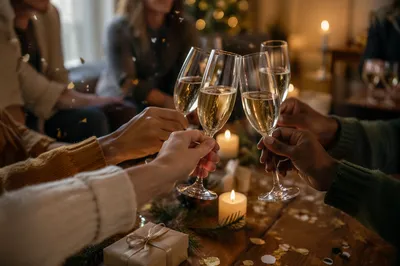Holiday Fellowship Champagne Toast With Confetti