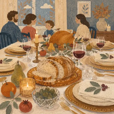 Elegant Thanksgiving Feast with Turkey Table