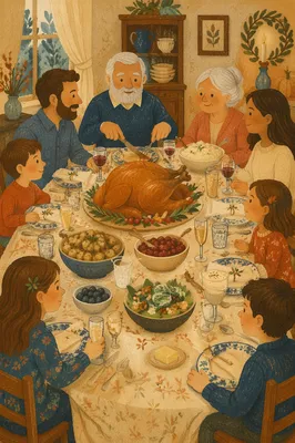 Warm Thanksgiving Turkey Feast Table