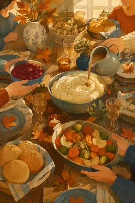 Cozy Thanksgiving Turkey Feast at Table