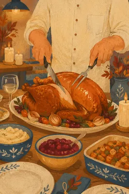 Warm Thanksgiving Turkey Feast Table