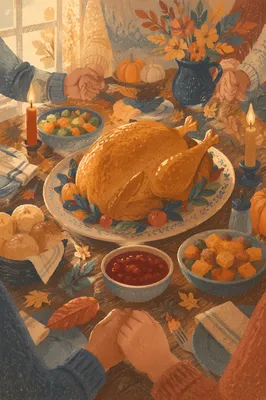 Thanksgiving Turkey Feast in Cozy Farmhouse