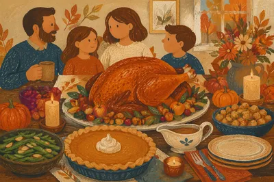 Cozy Thanksgiving Turkey Feast Table