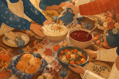 Cozy Thanksgiving Turkey Feast Table