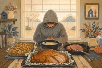 Humble Thanksgiving Turkey Dinner Table