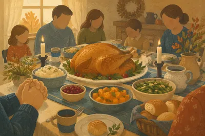 Thanksgiving Turkey Feast in Cozy Farmhouse