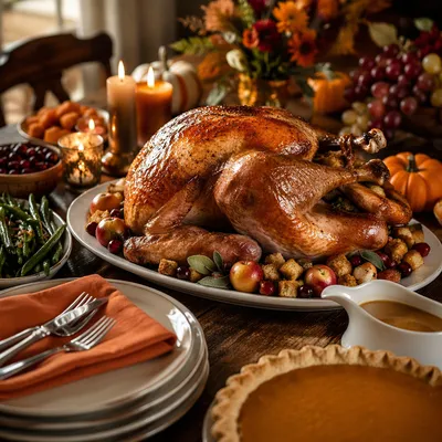 Cozy Thanksgiving Turkey Feast Table