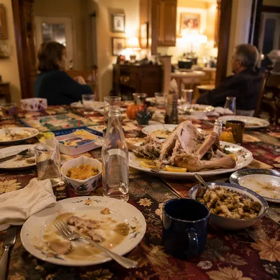 Cozy Thanksgiving Table After Family Feast