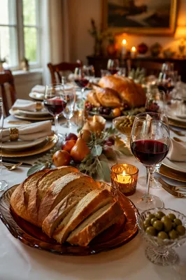 Elegant Thanksgiving Feast with Turkey Table
