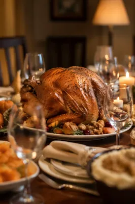 Warm Thanksgiving Turkey Dinner Table