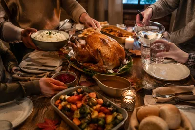 Warm Thanksgiving Turkey Feast at Home