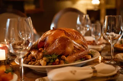 Thanksgiving Turkey Feast with Warm Candlelight