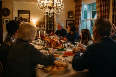 Warm Thanksgiving Turkey Feast With Family