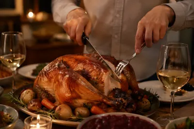 Warm Thanksgiving Turkey Feast Table