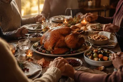 Thanksgiving Turkey Feast on Farmhouse Table