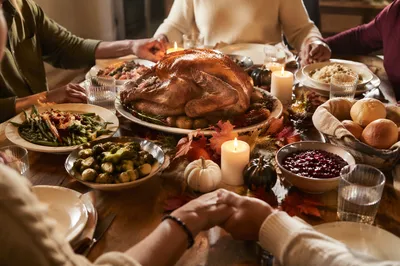 Grateful Thanksgiving Turkey Feast With Candlelight