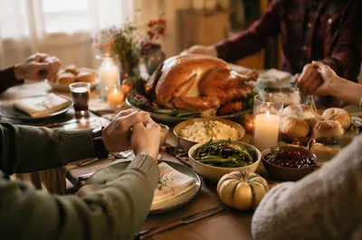 Thanksgiving Prayer Around Turkey Dinner