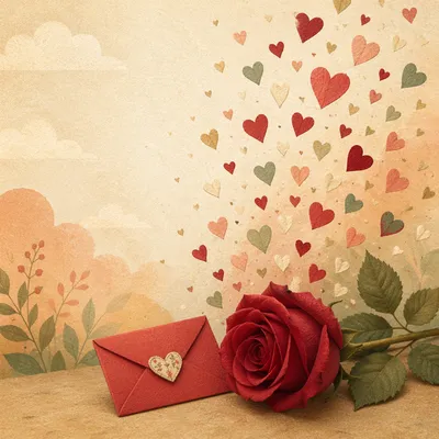 Romantic Valentine Rose and Heart Confetti