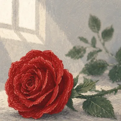 Red Rose on White Ceramic Heart