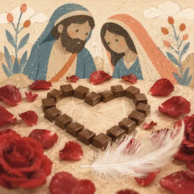 Romantic Valentine Heart with Roses and Chocolates