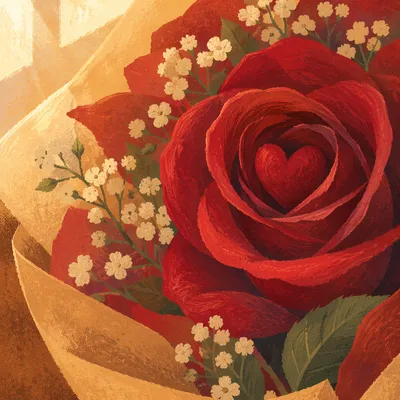 Crimson Rose Valentine Floral Close Up